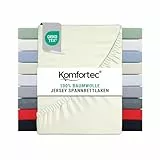 Komfortec Spannbettlaken Jersey 100% Baumwolle – 200x200 cm – 135g/m² – Weich, Atmungsaktiv & Hautfreundlich – Mit Rundumgummi – Oeko-Tex Zertifiziert – Für Boxspring, Topper & Matratzen – Ecru