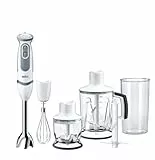 Braun Stabmixer MQ 5245WH Stabmixer – MultiQuick 5 Vario Pürierstab mit Edelstahl Mixfuß, 1000 Watt, inkl. 4-teiligem Zubehör-Set, weiß/grau