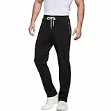 ZOXOZ Jogginghose Herren Trainingshose Herren Baumwolle Sporthose Lang Fitness Sweathose mit Reißverschluss Taschen Schwarz XL