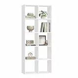 VASAGLE Custos Kollektion - Bücherregal, Würfelregal, Standregal, offene Fächer, Wohnzimmer, Homeoffice, Schlafzimmer, Regal mit 5 Ebenen, 30 x 65,5 x 161,5 cm, wolkenweiß LBC168T14V2