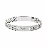 Emporio Armani Herren-Edelstahlarmband mit Karabiner-, Schieber- oder Magnetverschluss, Silber-Grau
