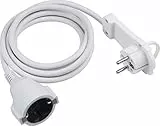 Meister Schutzkontakt-Verlängerung - Extraflacher Stecker - 3 m Kabel - weiß - IP20 Innenbereich / Verlängerungskabel mit Kinderschutz / Schuko-Verlängerung mit Flachstecker / Stromkabel / 7432330