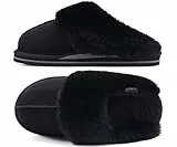 KuaiLu Hausschuhe Damen Plüsch Geschlossen Winter Warme Pantoffeln Frauen Kuschel Memory Fussbett Hause Slippers Rutschfest Feste Sohle Hüttenschuhe Indoor Outdoor Schwarz 40