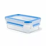 EMSA Clip & Close Frischhaltedose, rechteckig, 0,55 L, Aufbewahrungsbox, 100 Prozent dicht, spülmaschinen-, gefrier-, mikrowellenfest, Transparent, Blau, Made in Germany, 508538