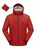 donhobo Herren Regenjacke Atmungsaktiv für Männer Wasserdicht Leicht Faltbare Regenmantel Outdoor Fahrrad Rain Windbreaker mit Kapuze (Rot, S)