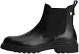 Tommy Hilfiger Damen Chelsea Boots Cleated aus Leder, Schwarz (Black), 38