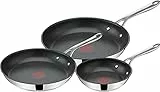 Tefal Jamie Oliver by Cook's Direct On Pfannenset 20/24/28 cm, Thermo-Signal bei idealer Brattemperatur, Antihaft, Bratpfannen Induktion, rostfrei, backofenfest, genieteter Griff, E304S344