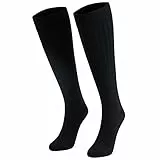 CityComfort Kniestrümpfe Damen und Herren Unisex Lange Socken Teenager Mädchen und Jungen (Schwarz, 37-40)