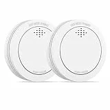 XINDUM Rauchmelder mit Magnethalterung, 10 Jahre Vernetzter Feuermelder mit austauschbarer CR123A Batterie, 85 dB Alarm, Stummschaltung, Warnung bei niedrigem Batteriestand,2 Stück