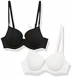 Amazon Essentials Damen Vollschalen-BH aus Baumwolle, 2er-Pack, Schwarz/Weiß, 80D