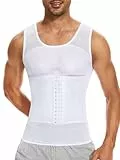 SLIMBELLE Shapewear Unterhemd Herren Bauchweg Kompression Unterwäsche Tank Top Herren Kompressionsshirt Body Shaper mit Tummy Control Taille Gürtel Weiß M