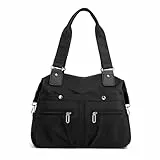 YANAIER Damen Handtasche Schultertasche Leicht Multi-Taschen Umhängetasche Shopper Tasche für Lässige Reisen Schule Schwarz