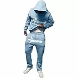 Generisch NOFS Jogginghose und Trainingsanzüge Buchstaben Druck Lose Hoodies und Jogginghosen Y2K für Herren Hip Hop Streetwear Tracksuit Männer Pullover Lässig Oberteile + Sporthosen (2 Stück Anzug)