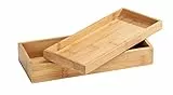 WENKO Bambus Box Terra mit Deckel, schmale Aufbewahrungsbox für Bürobedarf, Pinsel und Küchenzubehör aus Bambus mit 2 separierbaren Ablagemöglichkeiten für Bad & Haushalt, 24 x 6,8 x 10 cm, Natur