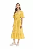 DeFacto Damen Kurzarmkleid Sommerkleid - Kleider Damen Yellow 42