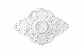 HEXIM Perfect Stuckrosette B2023, 94x66cm - Deckenrosette weiß, aus PU/Polyurethane, Zierelement, Stuck, Wanddeko Wohnzimmer Lampe Oval