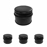 Perel Türstopper Boden ohne Bohren, Tuerstopper Edelstahl, Tür Stop rund, Tür Stopper, Türpuffer, Türhalter, Türfeststeller, rutschfester Boden Gummiring zum Schutz, schwarz, 9 x 7.5 cm, 1 kg