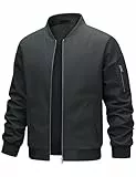 heekpek Jacke Herren Bomberjacke Herrenjacken Übergangsjacke Leichte Freizeitjacke Leichte Windjacke Jacke mit Reißverschlusstaschen,Dunkelgrau,XXL