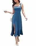Aupuls Lange Elegante Abendkleider für Hochzeiten Kleider für Hochzeit Ballkleid Schwarz Lang Kleid Rückenfrei Hochzeit Kleid Damen Hochzeitskleid Gast Hellblaues Kleid Damen Aupg003 Greyblue L