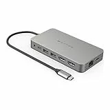Hyper Universal USB-C Hub, 10-in-1 USB Dock, Universal Dual Display 4K HDMI, Ethernet, USB-A, USB-C, MicroSD/SD – für MacBook M1 M2 Pro/Air, Windows PC, Chromebook – Silber