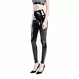 Tofox Damen PU Skinny Leggings Hüfthose Kunstleder Leggings Leder Look hüfthoch High Waist Shaper Jeggings Blickdicht Leggings