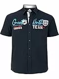 Jan Vanderstorm Herren Kurzarmhemd Freydis mit Kentkragen, Knopfleiste | Reine Baumwolle | große Größen L-7XL dunkelblau, XL - 43/44