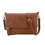 Gladdon Umhängetasche Damen Klein Handtasche,Crossbody Tasche Schultertasche Elegant Clutch Messenger PU-Leder Taschen Für Täglich Arbeit Einkaufen(Braun)