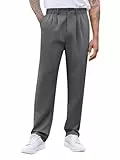 Runcati Herren Hosen Freizeithosen Business Hosen Elastische Taille Hose Lose Anzughose für Männer, Dunkelgrau, M