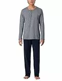 Schiesser Herren Schlafanzug Lang Mit Knopfleiste - Nightwear Pyjamaset, Blau_159630, 54 EU
