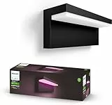 Philips Hue White & Color Ambiance Nyro Wandleuchte Outdoor (1.020 lm), dimmbare Leuchte für das Hue Lichtsystem mit 16 Mio. Farben, smarte Lichtsteuerung über Sprache oder App, silber