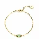 JEWELS BY LEONARDO Armband Ciao Sofia • Arm-Kette aus goldfarbenem Edelstahl • mintgrüner Glaskristall und Kleeblatt-Anhänger • 17-19 cm Länge • Geschenk Damen Schmuck • 021652