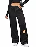 CMTOP Jogginghose Damen Winter Warme Gefütterte Sporthose Lang Baumwolle Fleece Freizeithose Damenhose Baggy Thermohose Weite Laufhose mit Taschen Kordelzug