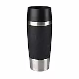 Emsa Travel Mug Classic Thermobecher, 360 ml, Isolierbecher hält 4h heiß, 8h kalt, 100 Prozent dicht, auslaufsicher, Quick-Press-Verschluss, 360 Grad-Trinköffnung, Kaffeebecher to go, Schwarz, 513361