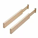 iDesign 2er Set Schubladen Trennsystem für die Küche, größenverstellbarer Schubladen Einsatz aus Paulownia-Holz, Schubladen Organizer für Besteck und Küchenutensilien, beige
