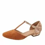 Rummos Damen Tanzschuhe Carol - Leder/Nubuck Braun/Tan - Medium (Normal) - 2 cm Block - EUR 40,5