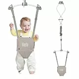 FUNLIO BabyTürhopser für 6–24 Monate (mit Türklemme), Baby-Türwippe mit starker Feder/verstellbarem Riemen, einfach zu montieren und zu lagern, Tragfähigkeit 18 kg – Grau