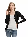 Avondii Strickjacke Damen Kurz Strick Cardigan V-Ausschnitt,Elegante Leichte Frauen Herbst Freizeit Langarm Cardigan mit Knöpfen （XS-Schwarz）