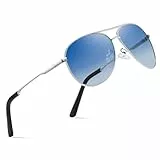 wearPro Sonnenbrille-Herren-Damen-Polarisiert Premium Metallrahmen Sonnenbrillen Unisex mit UV400 Schutz Vintage Schwarz Fahrerbrille Goldgerahmtes Blauverlauf