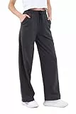 COMEOR Jogginghose Damen - Sporthose Lang Baumwolle Traininghose Lockere Sweatpants mit elastischem Bund und geradem Bein (Dunkelgrau XL)