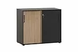 Schildmeyer Aktenschrank Hank 701972, Schwarzmatt/Akustikpaneel Optik, 100 x 41 x 83,6 cm