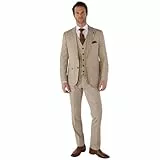 TruClothing.com Herrenanzug 3 Teilig Beige Maßgeschneidert Fit Sommer Hochzeit - beige 58