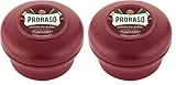 Proraso Shaving Soap inklusive Seifenschale, 150 ml, nährende und feuchtigkeitsspendende Rasierseife für Herren mit Sandelholz & Sheabutter, Made in Italy, Rot (Packung mit 2)