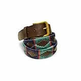 LeeToro Argentinischer Gürtel Handgefertigt Leder Gürtel Herren Damen Premium Unisex Braun Bestickt Designer Polo Leder Belt Gaucho Belt Schnalle im Antikstil (XL= 110, 115, 120)