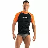 SEAC T-Sun Short Man, Rash Guard zum Schwimmen, Surfen, Tauchen, UV-Schutz, schwarz/orange, XXXL