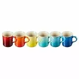 Le Creuset 6er-Set Große Cappuccino Tassen aus Steinzeug, 400 ml, Regenbogen, 79296408429030