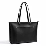 KALIDI Handtasche Damen, Große Shopper Tote Bag aus PU Leder, Wasserdichte Henkeltasche mit Reißverschluss & Innentasche, Modische Tasche für Schule, Arbeit, Freizeit & Reisen (Schwarz)
