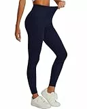 Havideto Thermo Leggings Damen Baumwolle Winter High Waist Gefütterte Fleece Thermoleggings Warme Bequem Dunkelblau M/L