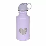 LÄSSIG Trinkflasche Edelstahlflasche BPA-frei 500ml Kinder Kita Kindergarten auslaufsicher mit Sporttrinkverschluss/Bottle Stainless Steel Little Gang Heart lilac