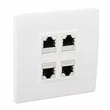 VBESTLIFE Ethernet-Wandplatte mit 4 Anschlüssen, Cat 6-Ethernet-Wandsteckdose Buchse auf Buchse, Kompatibel mit Cat6A/6/5/5e-Koppler-Wandplattengeräten