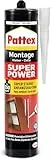 Pattex Montagekleber Super Power, Baukleber mit superstarker Anfangshaftung, Kraftkleber für saugende Materialien, Kleber für innen & außen, 1 x 370g